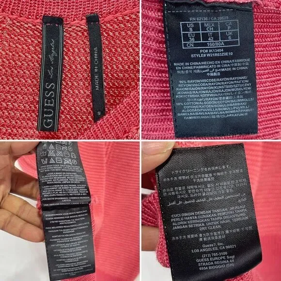 GUESS Los Angeles Womens Small Top Open Knit Coral Sweater - Picture 9 of 14